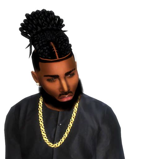 BRAIDED DREAD BUN // sims 4 cc // custom content male hairstyle // by ...