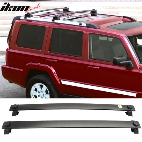 Fits 06-10 Jeep Commander OE Black Roof Rack Cross Bars Luggage Carrier ...