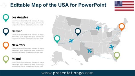 USA Editable PowerPoint Map - PresentationGO.com