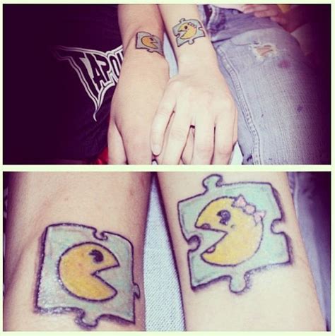 pacman and ms. pacman couples tattoos