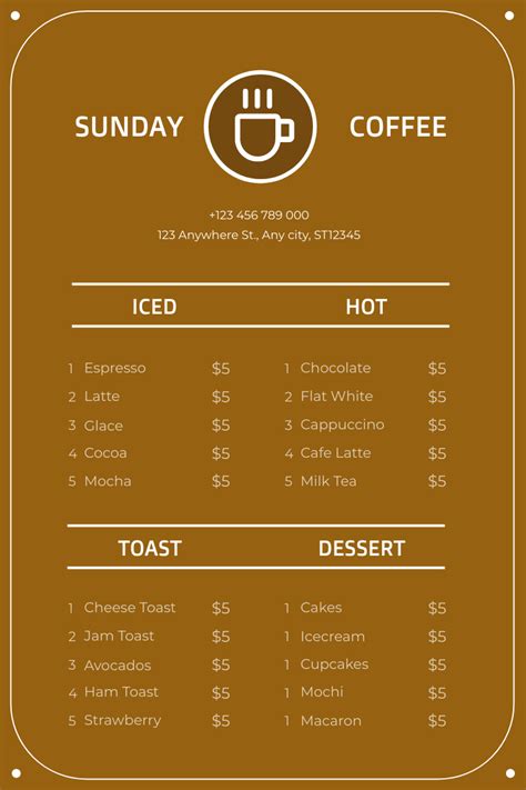 Coffee Shop Menu Template