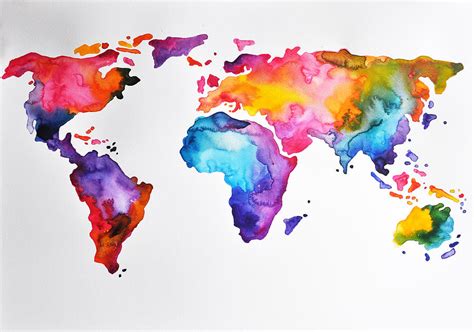 Rainbow World World Map Mural World Map Wallpaper Map Murals ...