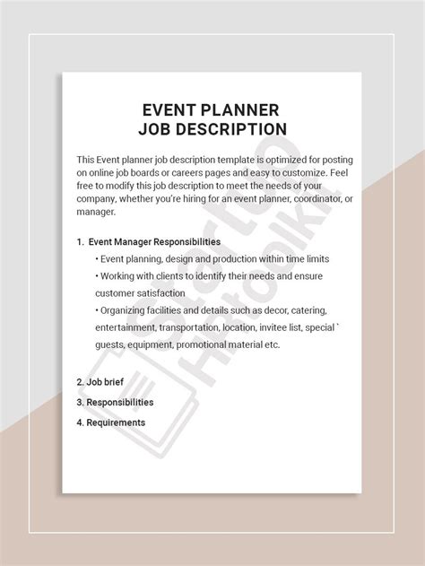 Event Planner job description | Job description template, Job board ...