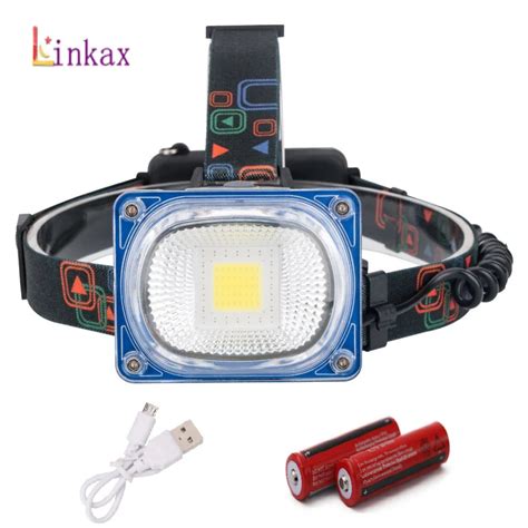 USB Rechargeable Headlight COB LED Headlamp 3 Modes Head Torch ...