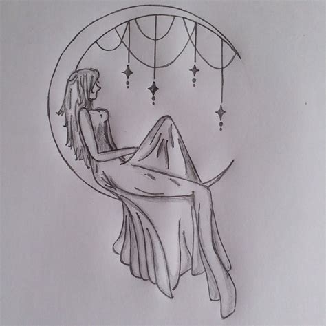 Moon Easy Pencil Fairy Drawing