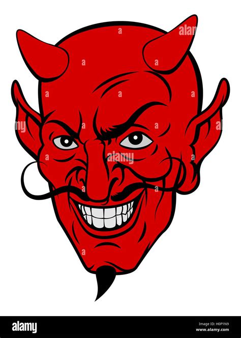 Red devil satan or Lucifer demon cartoon face with horns and a goatee ...