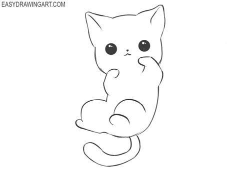 How to Draw a Kawaii Cat | Easy Drawing Art | Kitty drawing, Kawaii cat ...