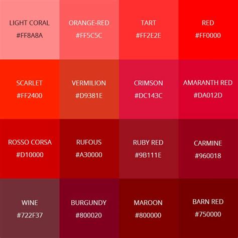 Red Color Names, Shades Of Red Color, Color Red, Light Coral, Light Red ...