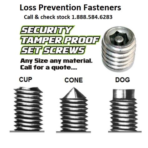 Security Set Screws - Loss Prevention Fasteners