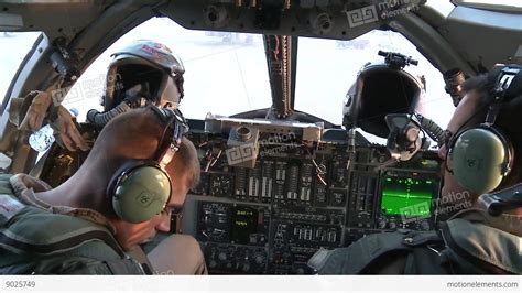 Pilots In Cockpit Of Rockwell B-1 Lancer Bomber Aircraft Stock video ...