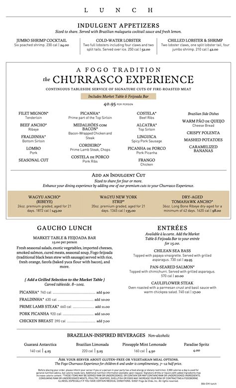 Fogo de Chao Menu With Prices (Updated: May 2024)