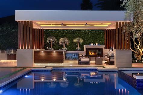 Modern Outdoor Kitchen and Pool House Design