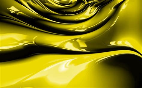 Download wallpapers 4k, yellow abstract waves, 3D art, abstract art ...