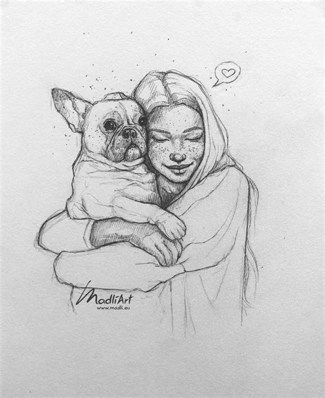 Drawing Sketching Old People And Their Dogs | Sketch Drawing Idea