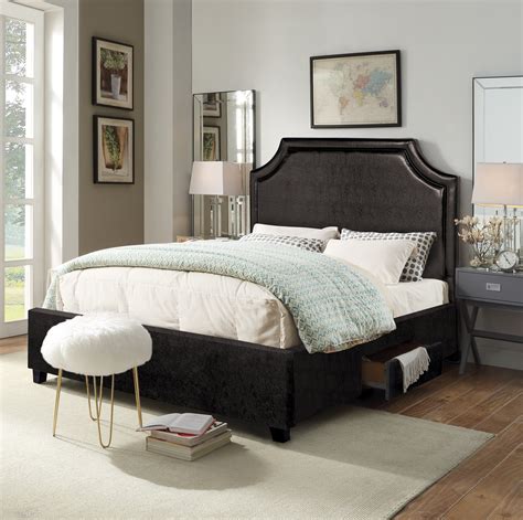 Chic Home Francis Platform Bed Frame with Headboard and Hidden Storage ...