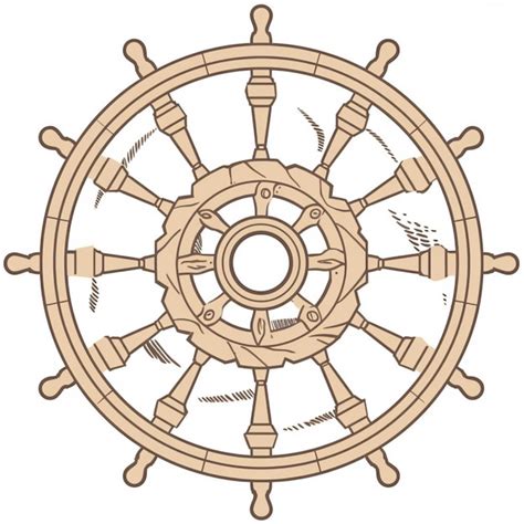 Premium AI Image | A drawing of a ship wheel with a lot of wooden ...