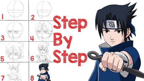 How To Draw Sasuke Uchiha - Step By Step (NARUTO) | Sasuke drawing ...