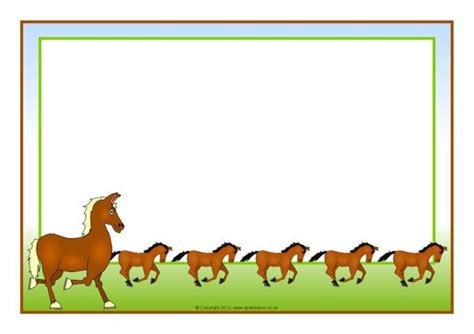 Horse-Themed A4 Page Borders (SB7326) - SparkleBox Frame Background ...