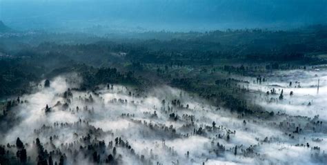 Premium Photo | Morning fog landscape panorama