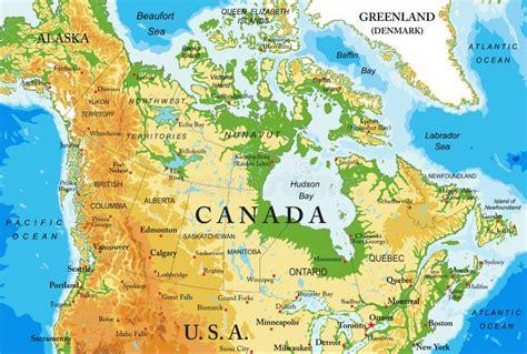 Physical Map Of Canada - United States Map