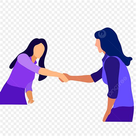 Hand Shake PNG Picture, Cartoon Minimalistic Two Girls Shaking Hands ...