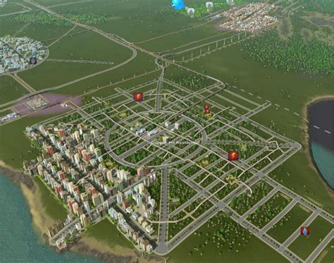 one square block road network | City skylines game, City maps design, City