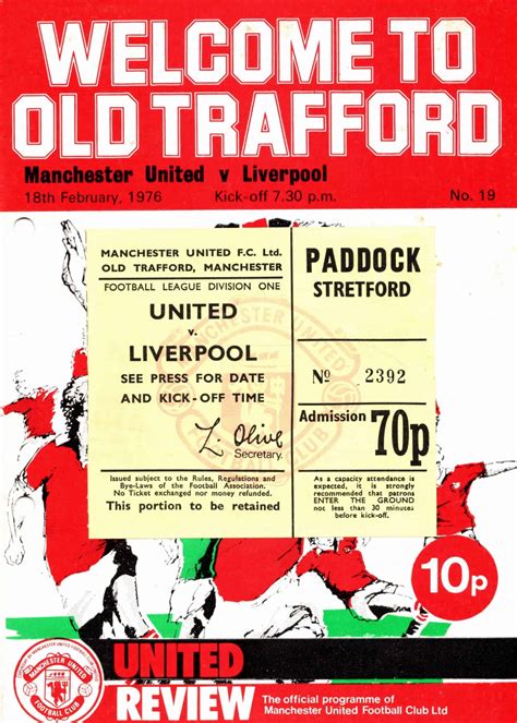 18th February 1976 Manchester United v Liverpool FC Football League ...