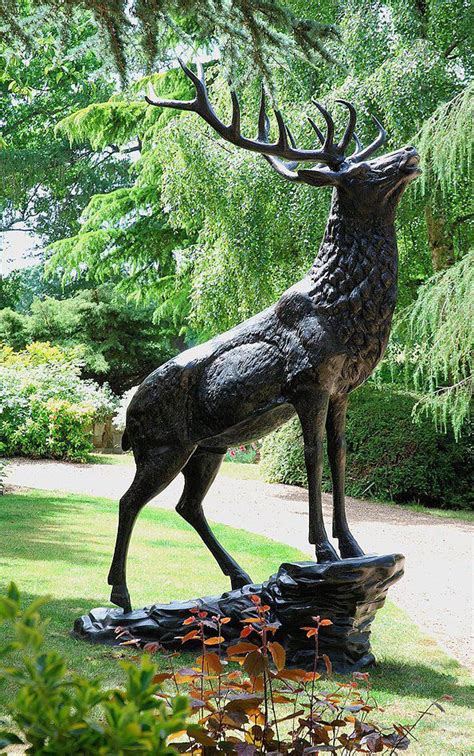 Extra Large Stag on Stone Sculpture | Metal sculptures garden, Garden ...