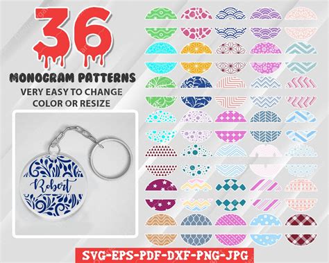 Keychain Monogram SVG, Round Pattern Svg, Split Monogram Svg, Circle ...