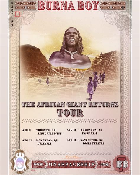 BURNA BOY - AFRICAN GIANT TOUR (CANADA) - CODE R.E.D Entertainment