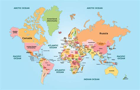 World Map With Clear Country Names - Design Talk