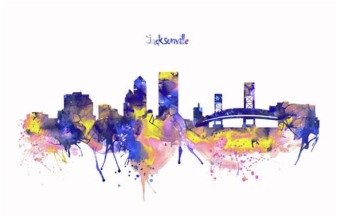 Jacksonville Skyline Silhouette Painting by Marian Voicu - Fine Art America