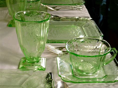 Lorain Depression Glass – Beautiful Basket Pattern in Green and Yellow ...