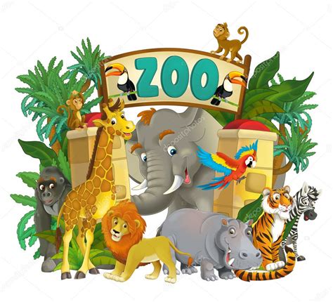 Zoológico de dibujos animados - ilustración para los niños — Foto stock ...