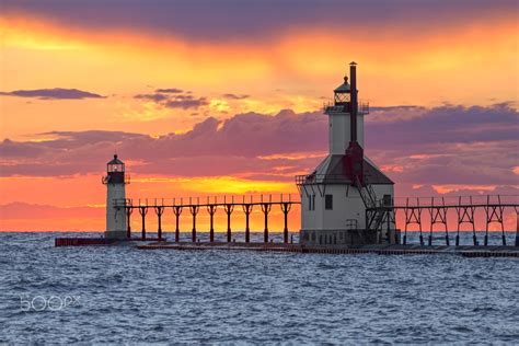 St. Joseph Sunset - The St. Joseph, Michigan North Pier Inner and Outer ...