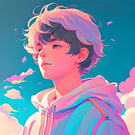 Premium AI Image | anime boy lofi illustration pastel color