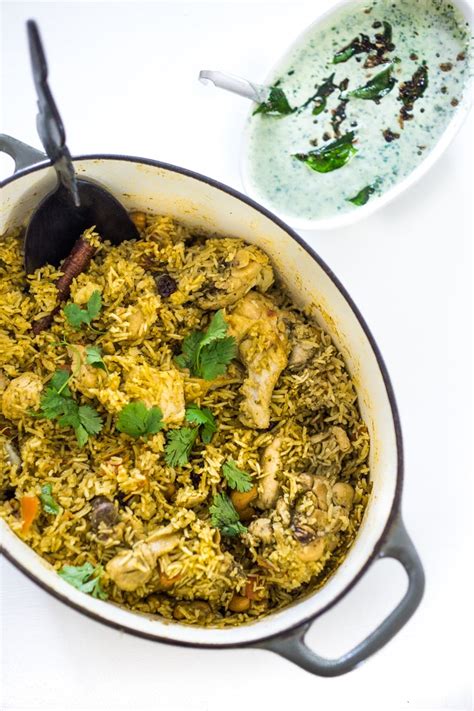 Chicken Biryani with Coconut Cilantro Sauce | Feasting At Home