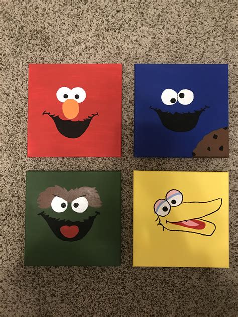 DIY Sesame Street Canvas Paintings | Cute canvas paintings, Iphone ...