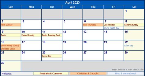 April 2023 Calendar Australia - Get Calender 2023 Update