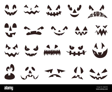 Scary halloween pumpkin faces silhouette, evil ghost eyes. Funny or ...