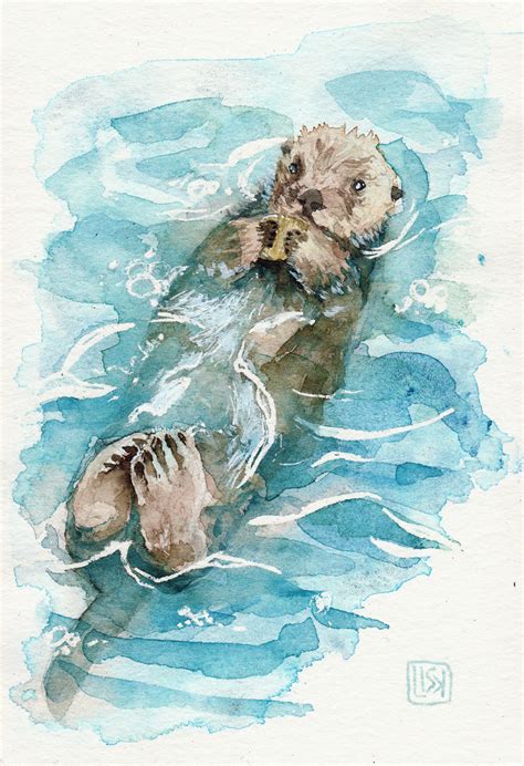 Sea Otter Drawing In Water