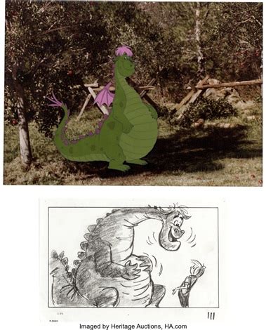 Petes Dragon Elliot the Dragon Production Cel and Storyboard Drawing ...