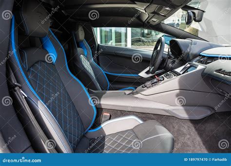 Blue Lamborghini Aventador Interior Editorial Image - Image of road ...