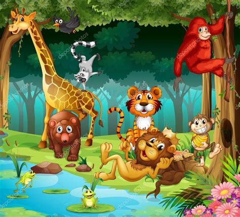 Descargar - Animales y bosque — Ilustración de stock | Wild animals ...