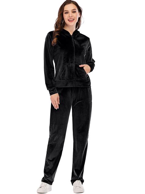 SAYFUT Women's Velour Tracksuits 2 Piece Outfits Hoodie & Yoga ...