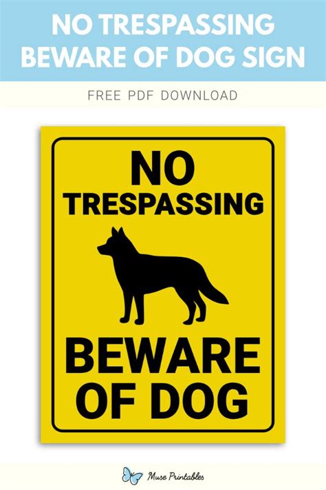 Printable "No Trespassing Beware of Dog" Sign Template | Beware of dog ...