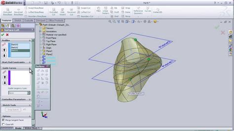 6- SolidWorks Surface Tutorial: Lofted Surface pt1 - YouTube