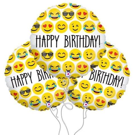 3Pcs 18inch Happy Birthday Expression Balloon Emoji Foil Ballon For ...