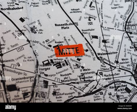 BERLIN, GERMANY - CIRCA DECEMBER 2018: Map of Berlin city centre (Mitte ...