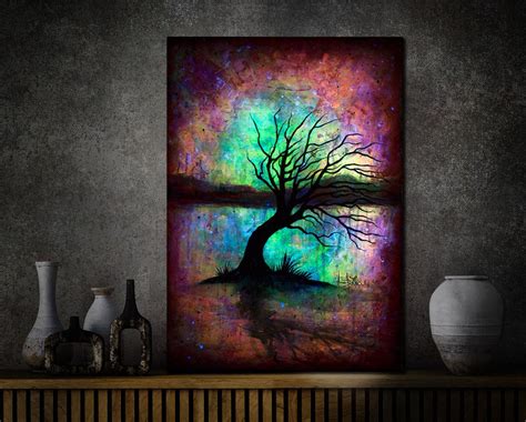 Art PAINTING Abstract Glow in the Dark Art Commission Tree Landscape ...